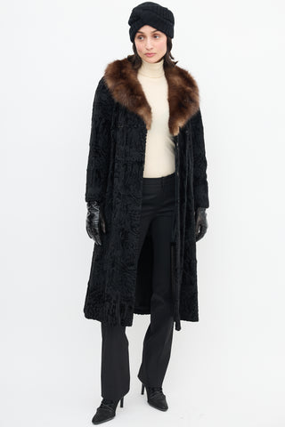 Dior X Holt Renfrew Vintage Black Textured Fur Coat