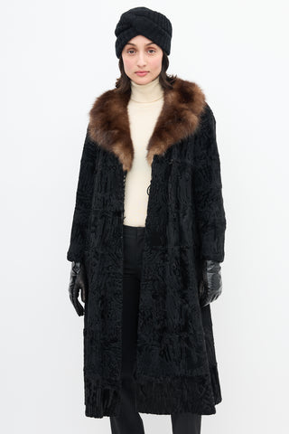 Dior X Holt Renfrew Vintage Black Textured Fur Coat