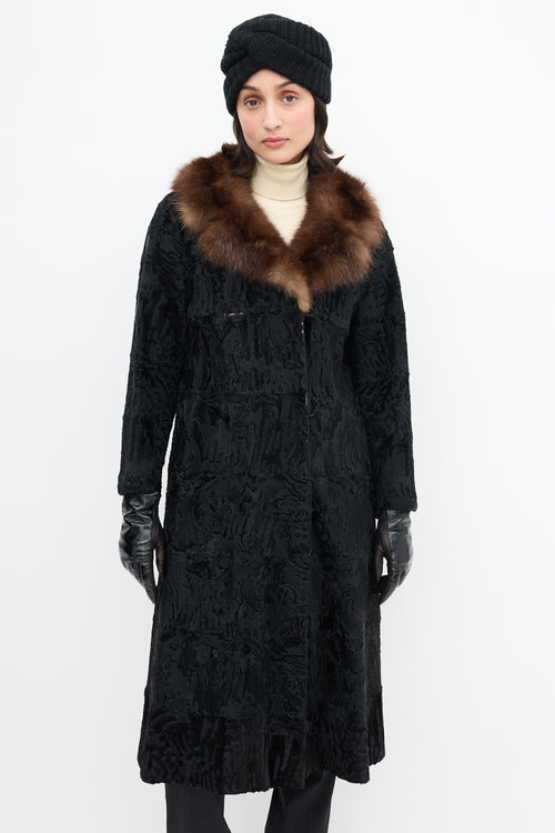 Dior X Holt Renfrew Vintage Black Textured Fur Coat