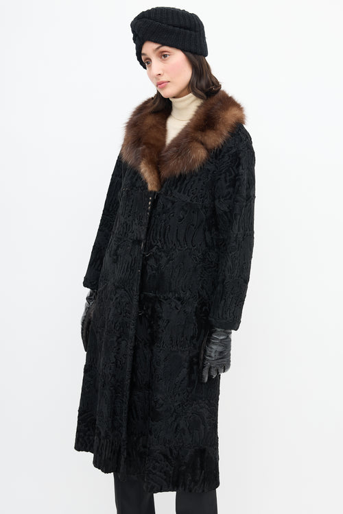 Dior X Holt Renfrew Vintage Black Textured Fur Coat