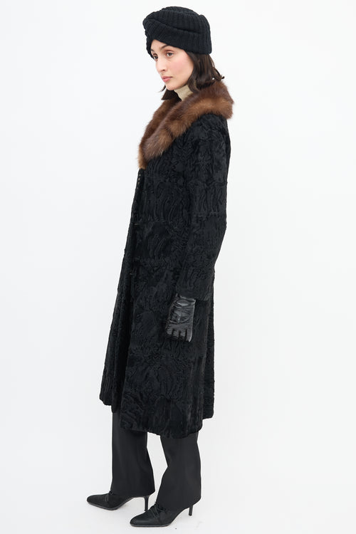 Dior X Holt Renfrew Vintage Black Textured Fur Coat