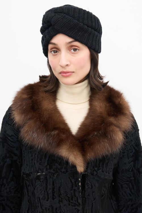 Dior X Holt Renfrew Vintage Black Textured Fur Coat