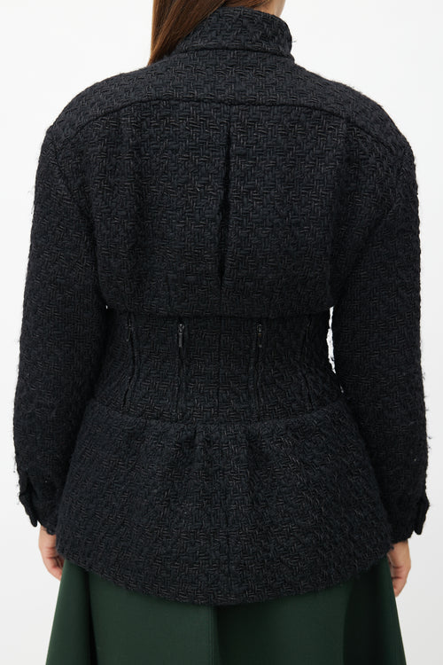 Chanel Fall 2014 Black Tweed Cinched Waist Jacket