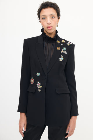 Cinq à Sept Black Embellished Peak Lapel Blazer