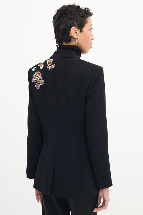 Cinq à Sept Black Embellished Peak Lapel Blazer