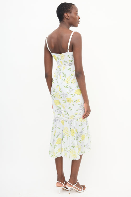 Cinq à Sept Light Grey 
Yellow Silk Jolene Gardenia Dress