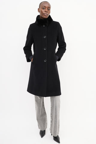 Cinzia Rocca Black Cashmere 
Wool Coat