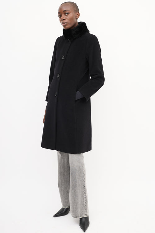 Cinzia Rocca Black Cashmere 
Wool Coat