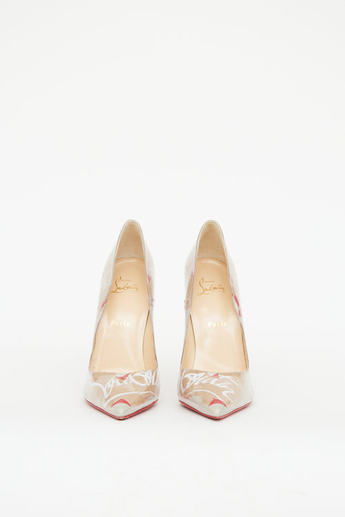 Christian Louboutin Beige 
Red PVC Kraft So Kate Pump