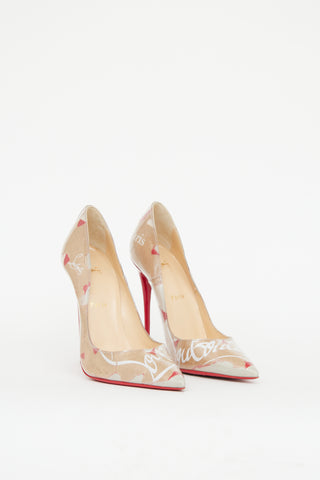 Christian Louboutin Beige 
Red PVC Kraft So Kate Pump