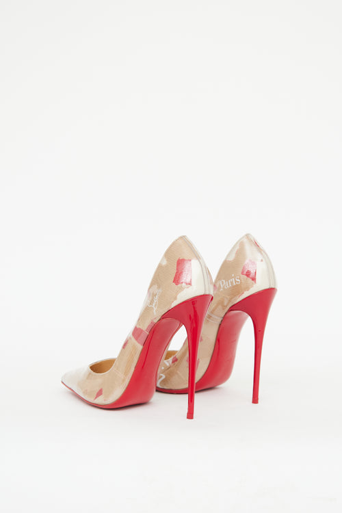 Christian Louboutin Beige 
Red PVC Kraft So Kate Pump