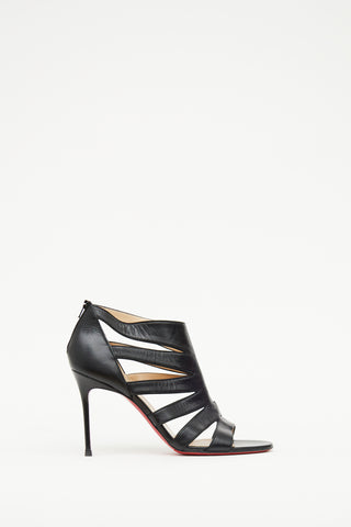 Christian Louboutin Black Leather Cutout Booties