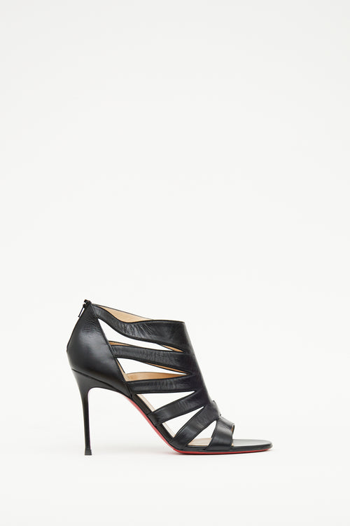 Christian Louboutin Black Leather Cutout Booties