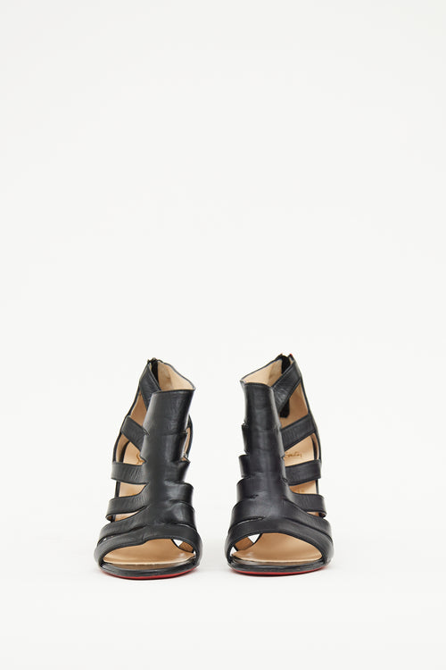 Christian Louboutin Black Leather Cutout Booties