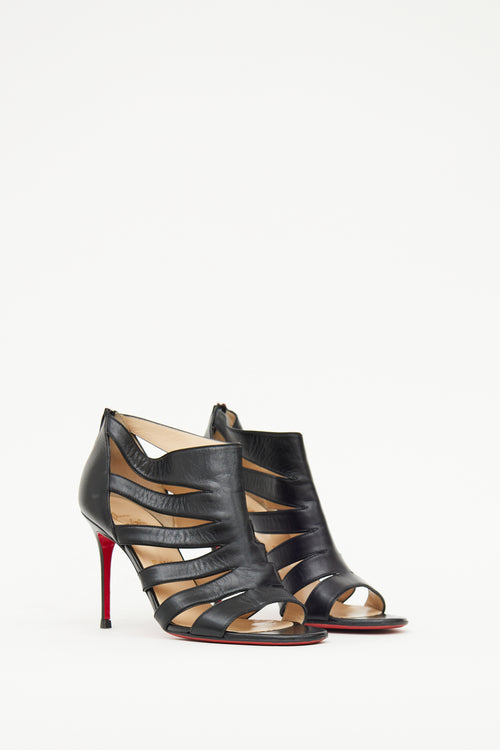 Christian Louboutin Black Leather Cutout Booties