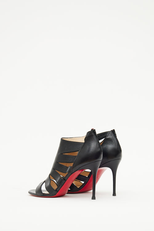 Christian Louboutin Black Leather Cutout Booties