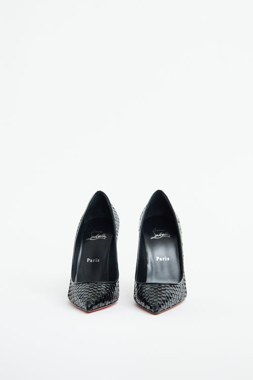 Christian Louboutin Black Patent Embossed Kate 100 Pump