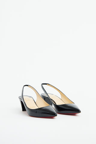 Christian Louboutin Black Patent Slingback Pump