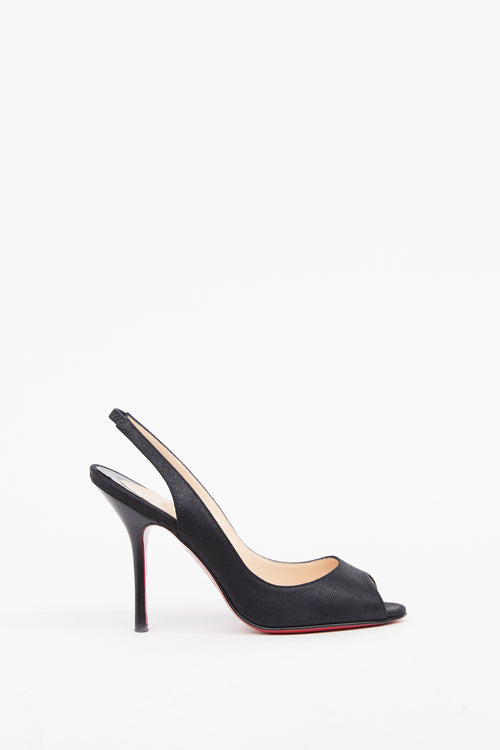 Christian Louboutin Black Peep Toe Slingback Heel