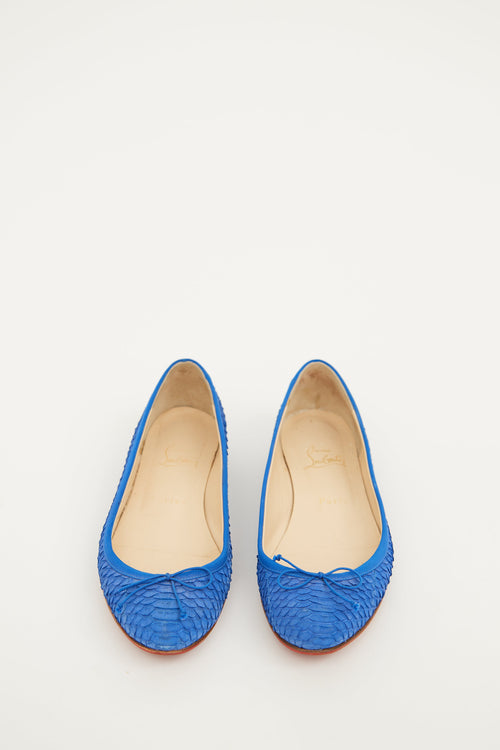 Christian Louboutin Blue Watersnake Sonietta Flat