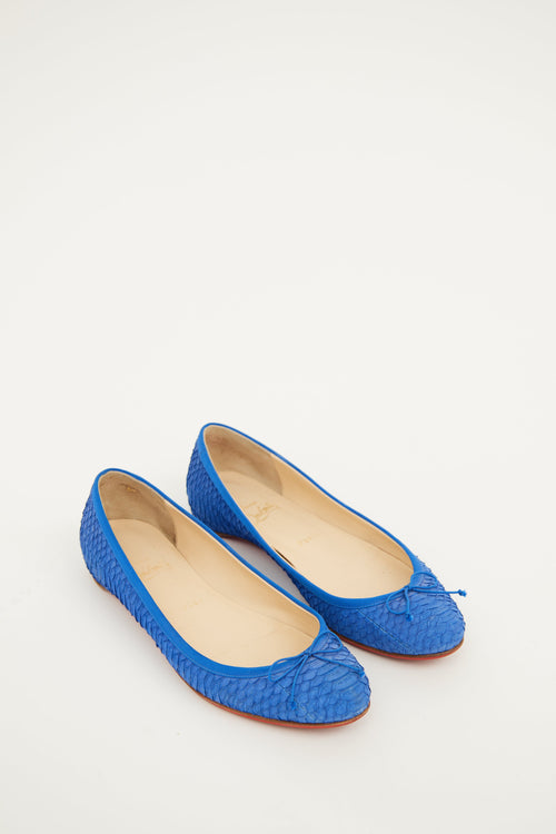 Christian Louboutin Blue Watersnake Sonietta Flat