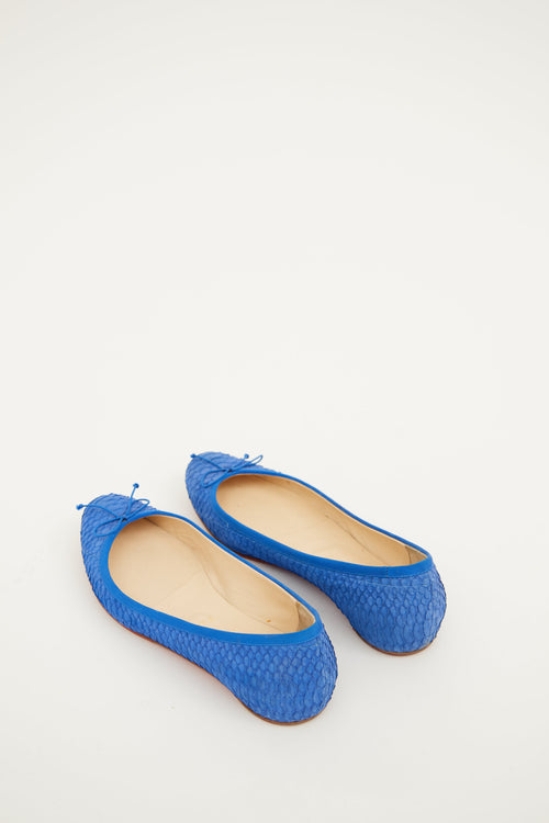 Christian Louboutin Blue Watersnake Sonietta Flat