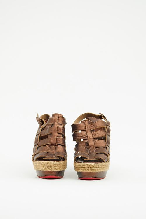 Christian Louboutin Bronze Caged Wedge Sandal