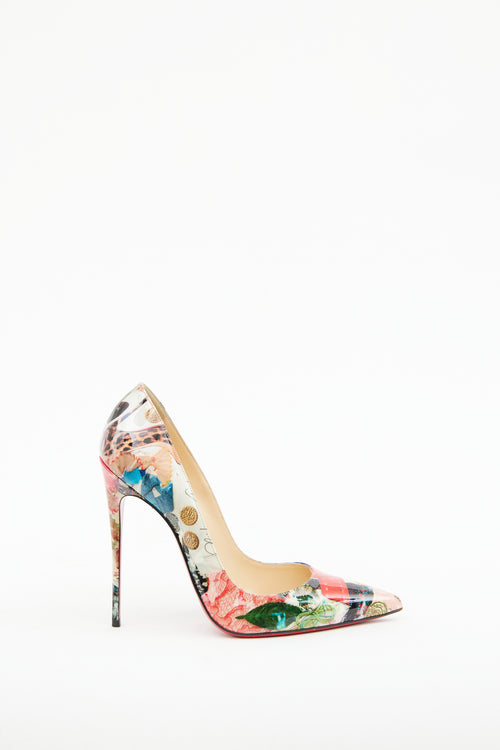 Christian Louboutin Cream Multi Colour Printed Pump