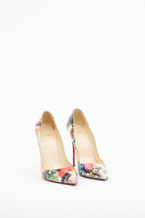 Christian Louboutin Cream Multi Colour Printed Pump