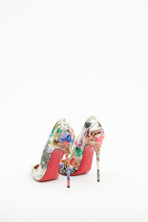 Christian Louboutin Cream Multi Colour Printed Pump