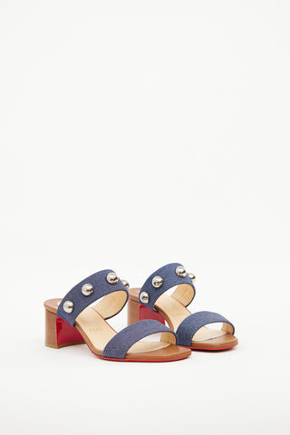 Denim 
Silver-Tone Simple Bille Sandal Christian Louboutin