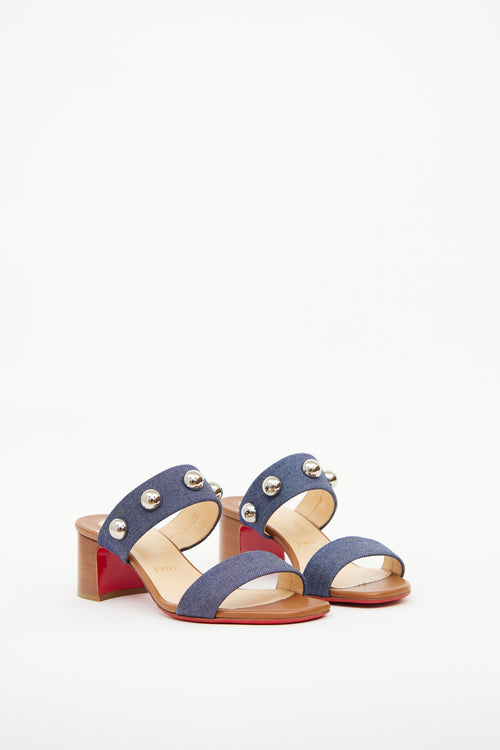 Denim 
Silver-Tone Simple Bille Sandal Christian Louboutin