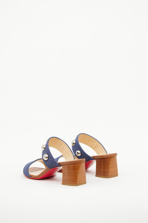 Denim 
Silver-Tone Simple Bille Sandal Christian Louboutin