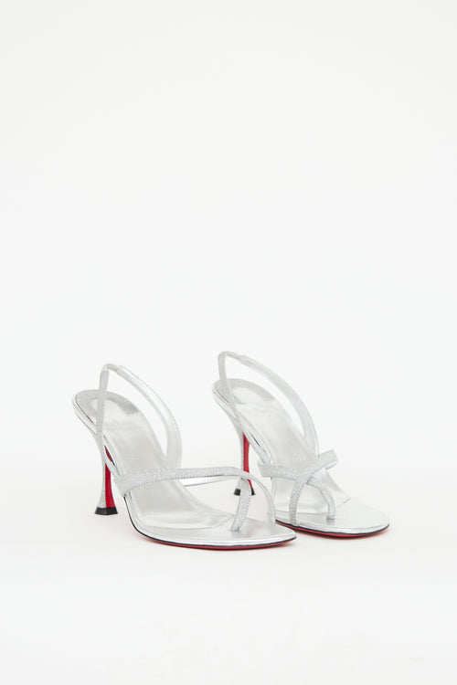 Christian Louboutin Silver Glitter Taralita Sandal