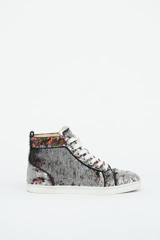 Christian Louboutin Silver Multi Colour BipBip Sequin Sneaker