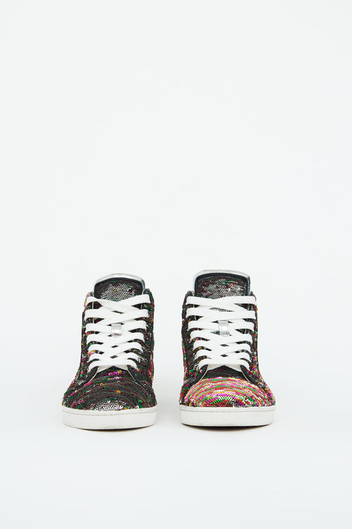 Christian Louboutin Silver Multi Colour BipBip Sequin Sneaker