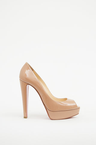 Christian Louboutin Beige Patent Lady Peep Toe Pump