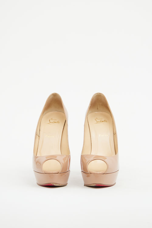 Christian Louboutin Beige Patent Lady Peep Toe Pump