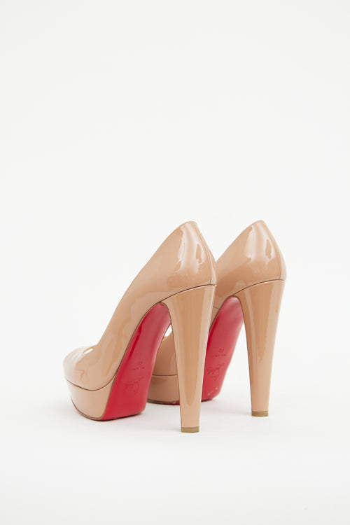 Christian Louboutin Beige Patent Lady Peep Toe Pump