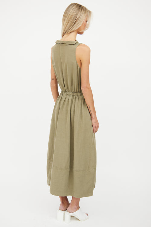 CO Green Cowl Neck Cinch Panel Dress