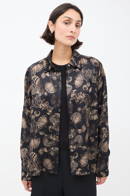 CO Navy 
Brown Seashell Printed Shirt