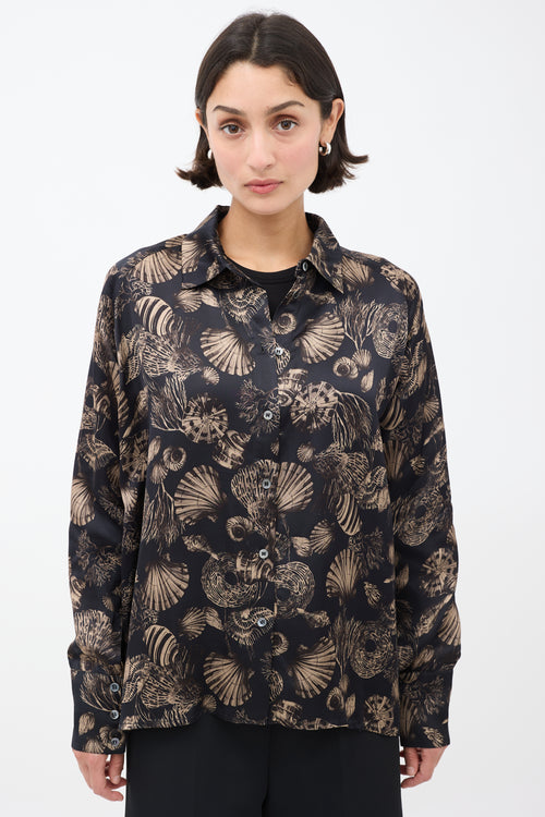 CO Navy 
Brown Seashell Printed Shirt