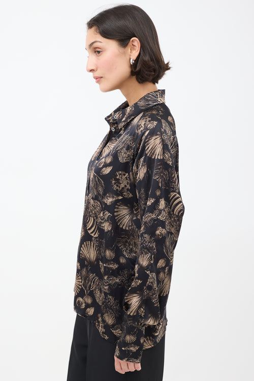 CO Navy 
Brown Seashell Printed Shirt