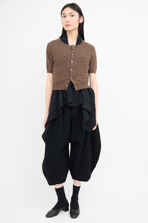 Comme des Garçons Brown 
Navy Layered Short Sleeve Cardigan