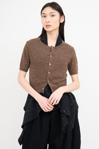 Comme des Garçons Brown 
Navy Layered Short Sleeve Cardigan