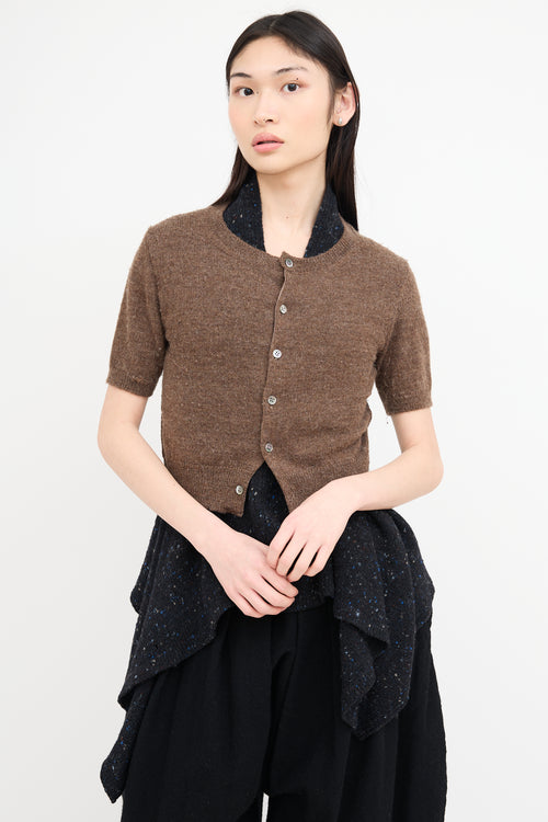 Comme des Garçons Brown 
Navy Layered Short Sleeve Cardigan