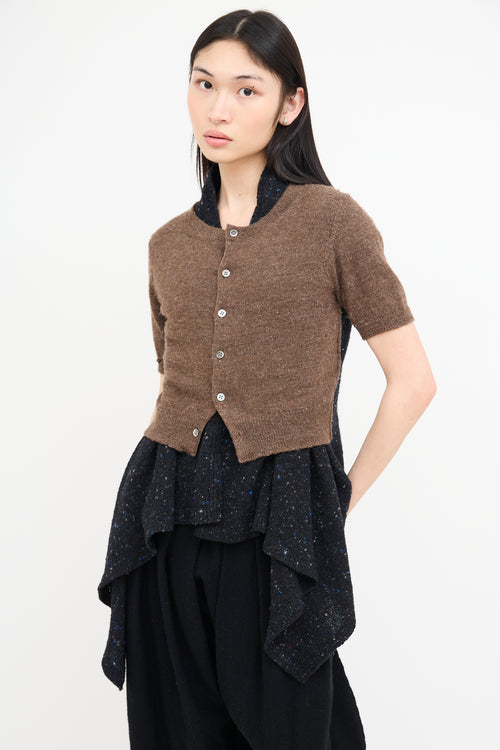 Comme des Garçons Brown 
Navy Layered Short Sleeve Cardigan