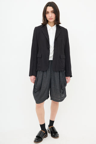 Comme des Garçons Pinstripe Cutout Lapel Blazer