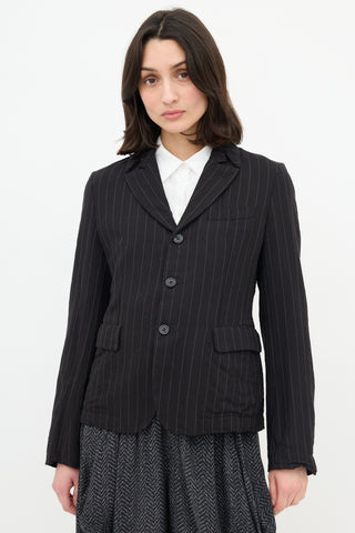 Comme des Garçons Pinstripe Cutout Lapel Blazer