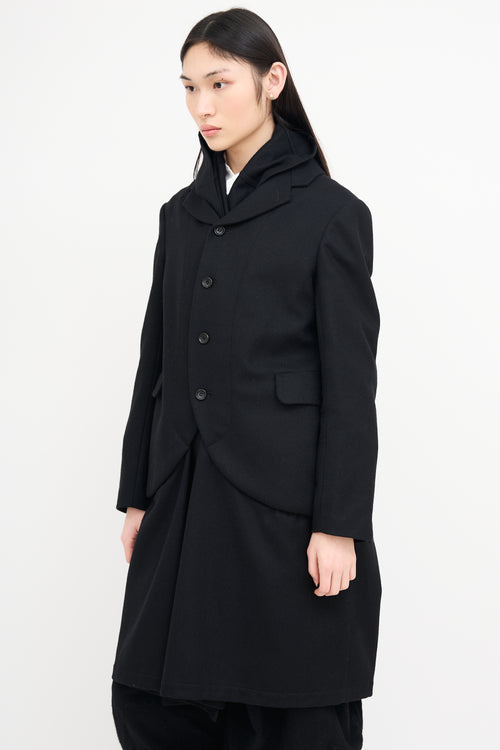 Comme des Garçons Black Wool Draped Layered Coat